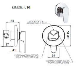 Фото Смеситель Remer для душа встраиваемый RR L30