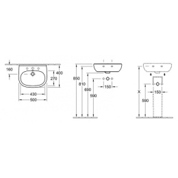 Раковина компактная укороченная 53605001 VILLEROY&BOCH O'NOVO 500х400 мм