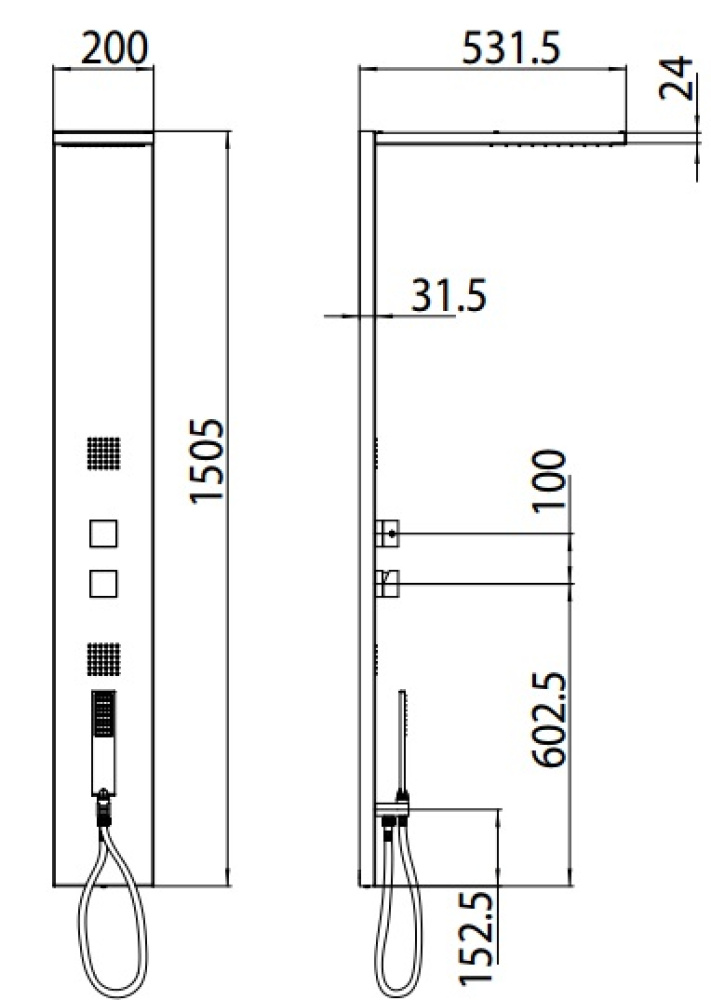 Фото Душевая панель Bossini Manhattan-4 L00891.030, хром