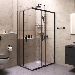 Фото Душевой уголок Am.Pm Gem S (WK93ER) с душевой системой и аксессуарами, черный
