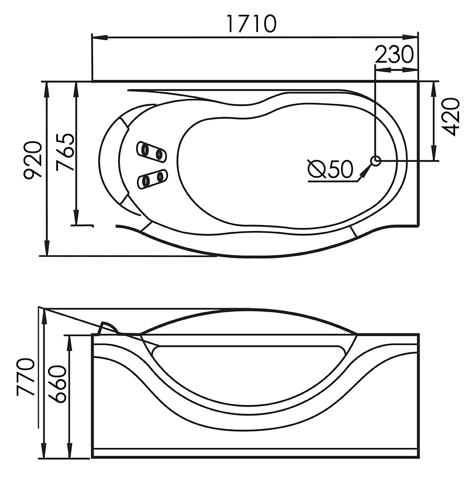 Фото Акриловая ванна 171x92 Gemy (G9072 K R), прямоугольная