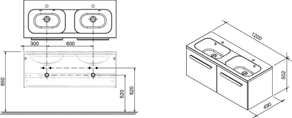 Тумба под умывальник Ravak  (X000000964), капучино, белый