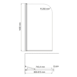 Стеклянная шторка WasserKraft Leine 35P01-80 Fixed для душа, распашная, одностворчатая, с фиксатором