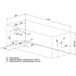 Акриловая ванна 170x70 Aquanet (00240108), прямоугольная
