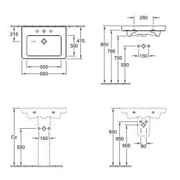 Раковина 711365R2 VILLEROY&BOCH SUBWAY 2.0, 650х470 мм
