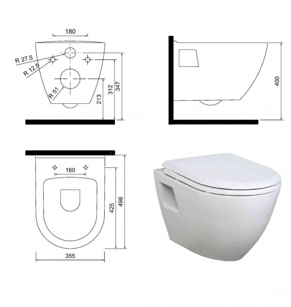 Чаша унитаза CREAVIT TP325-11CB00E-0000 (TP325.00100)