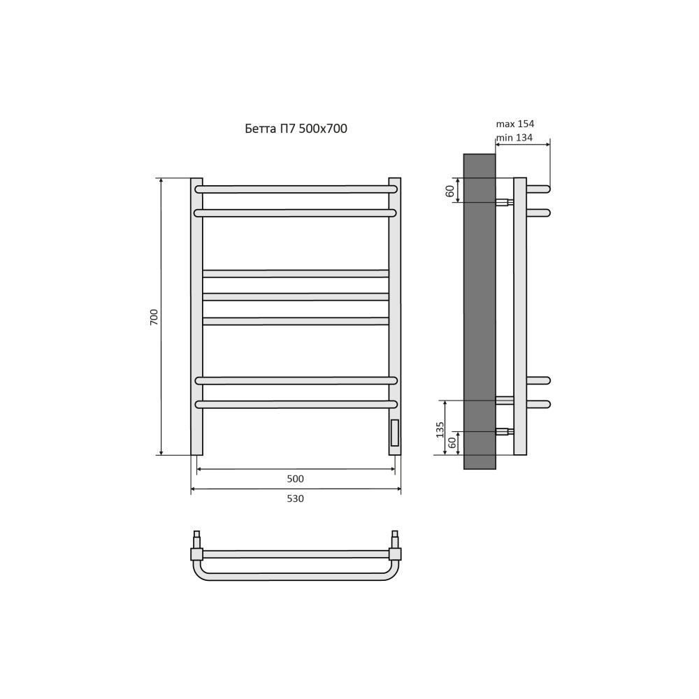 Фото Полотенцесушитель электрический Aquatek Бетта (AQ EL KRC0770BL), цвет черный