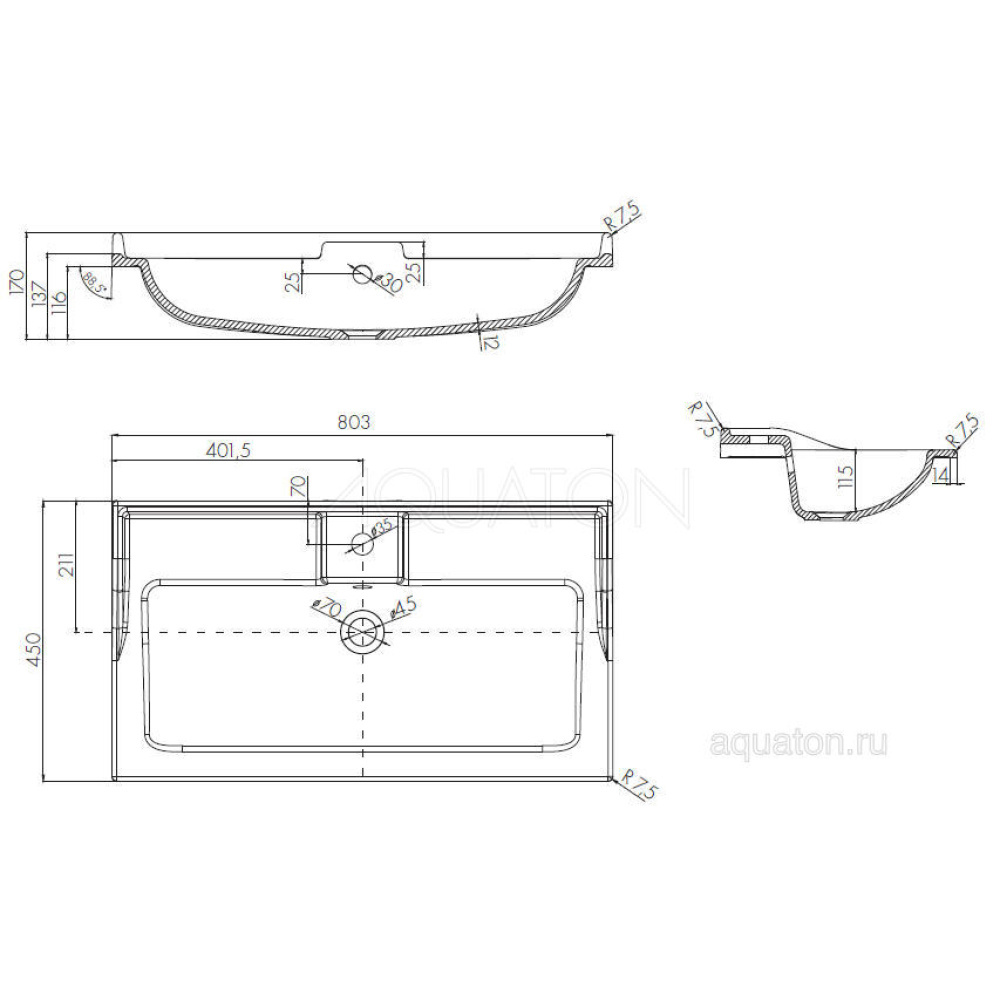 Раковина Aquaton Фабиа 80 белая 1A708031FB010