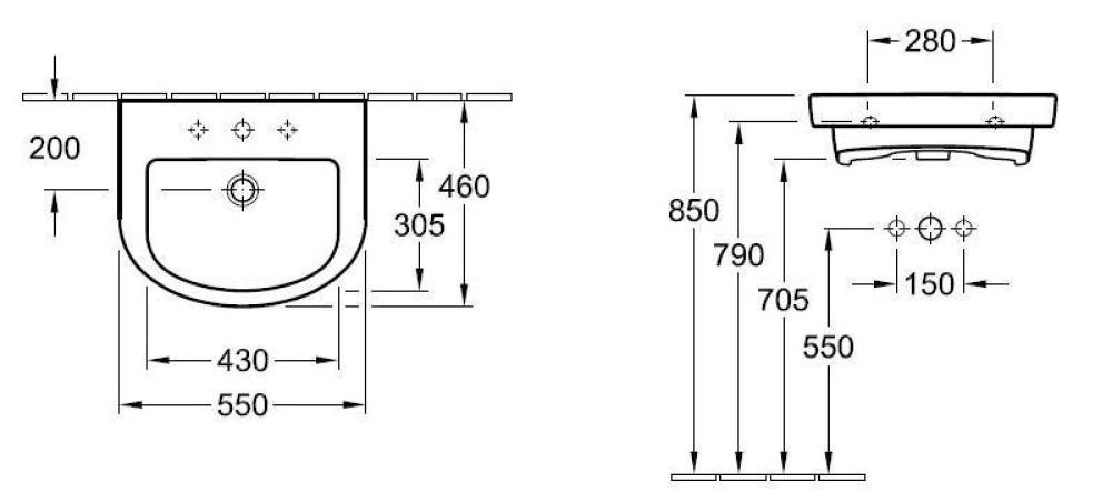 Фото Раковина 7114F501 VILLEROY&BOCH SUBWAY 2.0, 550х460 мм