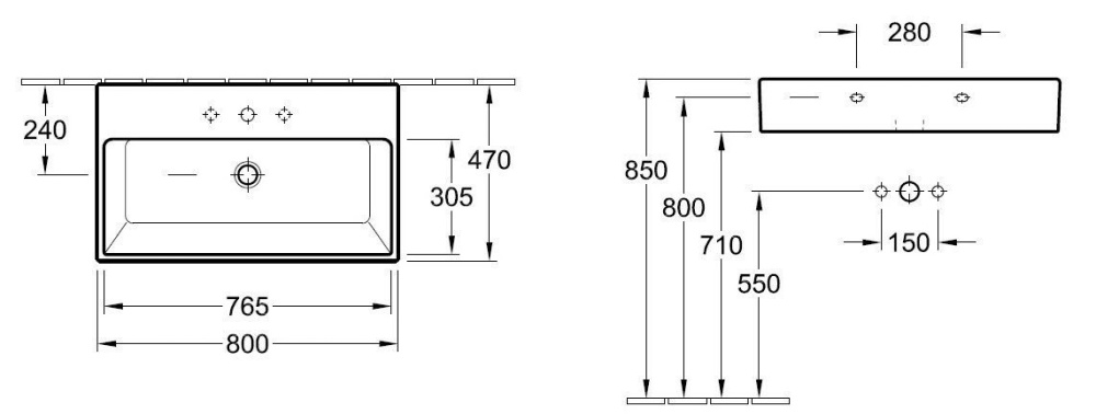 Фото Раковина 513385R2 VILLEROY&BOCH Memento, 800х470 мм
