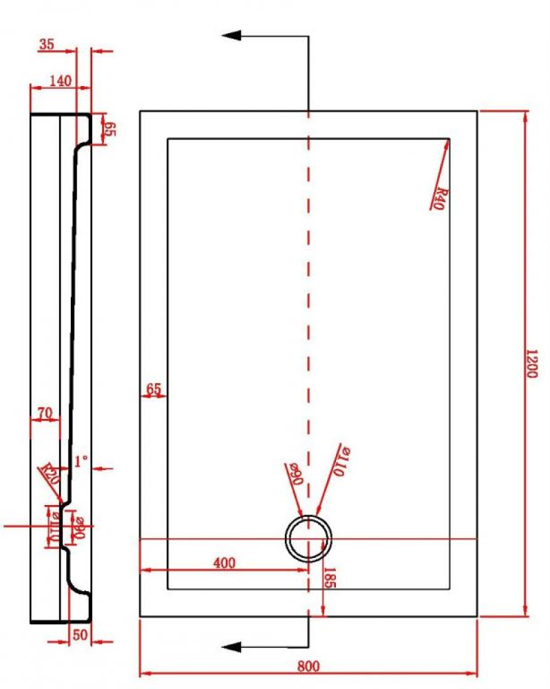 Поддон BRAVAT Type-S1 P1812