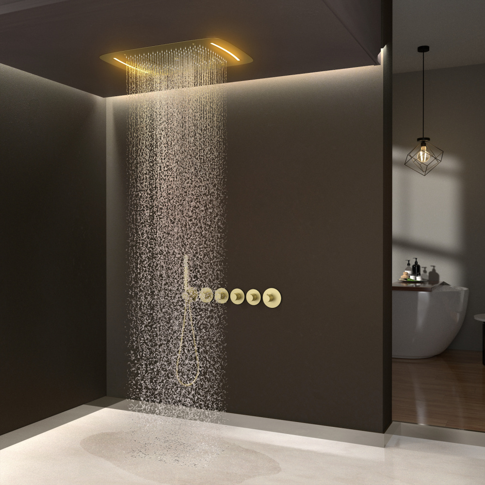 Фото Душевая система встроенная с термостатом Timo Saona SX-2319/17SM золото матовое