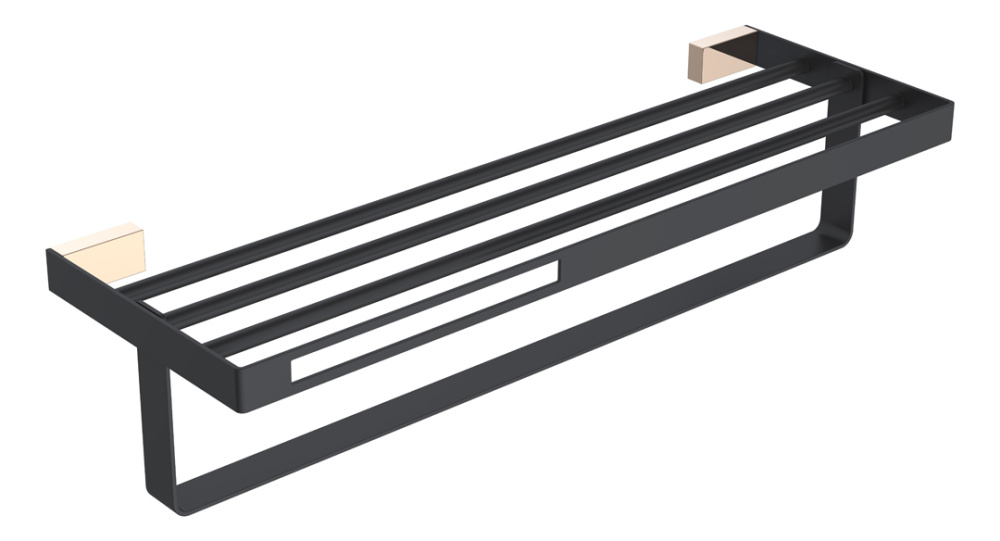 Фото Полка для полотенец Boheme Q (10947-G-B) черный, золото