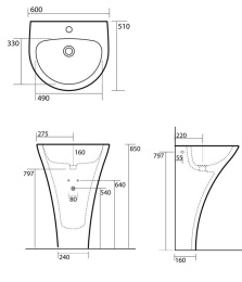 Фото Kerasan Aquatech 374101 Раковина напольная на 60 см