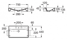 Раковина 75 см Roca Diverta (327110000) белый
