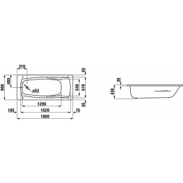 Ванна стальная Laufen Palladium 180x80 2.2510.3.600.040.1 белая