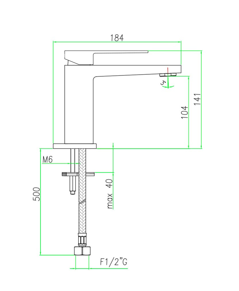 Фото Смеситель для раковины Webert Pegaso PE830102560SSE