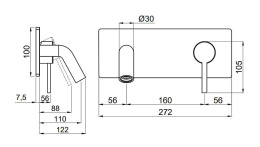 ADELL Смеситель встраиваемый для унитаза с биде хол/гор RONDO