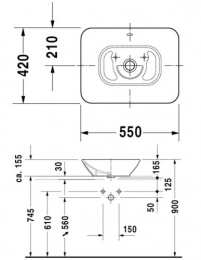Фото Раковина 55 см Duravit Bacino 0334520000, белый