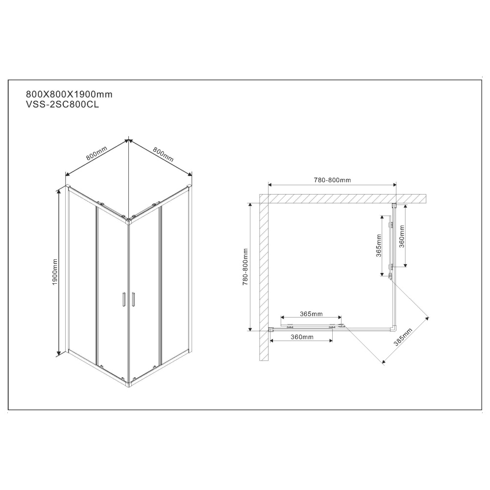 Душевой уголок Vincea Scala (VSS-2SC800CL) хром
