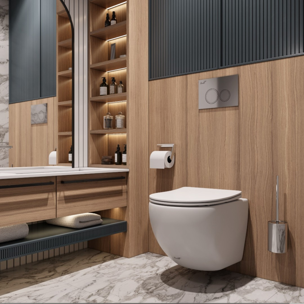 Фото Унитаз подвесной безободковый белый матовый Cerutti SELLA Aria MW CT9161 (490х360х325)