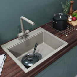Мойка для кухни из литого мрамора Aquaton Делия 60 прямоугольная графит 1A715232LD210