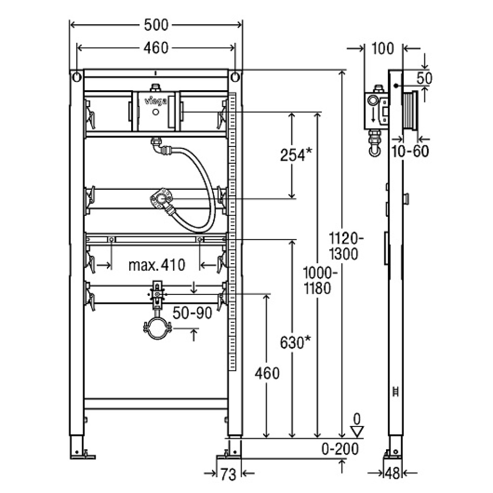 Фото Viega Prevista Dry 776411 Инсталляция для писсуара, стандартная