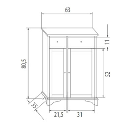 EBAN Grazia Тумба 63х35хh78,5см, Цвет: bianco decape