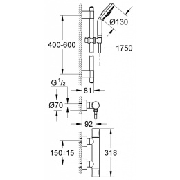 Grohe Grohtherm 3000 34275000 Термостат для душа, с подключением шланга