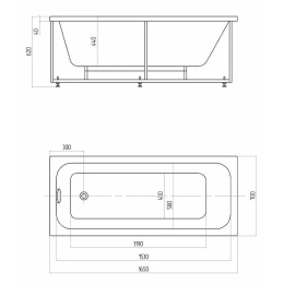 Акриловая ванна 165x70 Aquatek (MIY165-0000001), прямоугольная