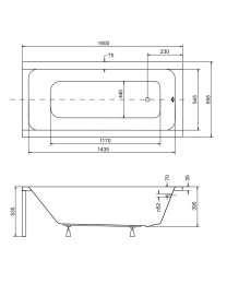 Акриловые ванны 160 см Акриловая ванна 160x70 Besco (WAM-160-MO), прямоугольная