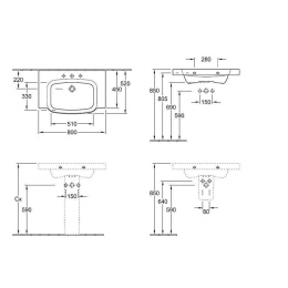 Раковина 514280R2 VILLEROY&BOCH SENTIQUE, 800x520 мм