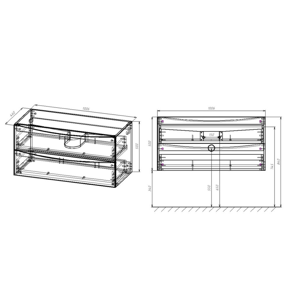 База под керамическую раковину Vincea Mia (VMC-2MC100BT) бетон