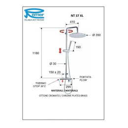 Душевая система REMER Elegance NT37XL с термостатом, хро