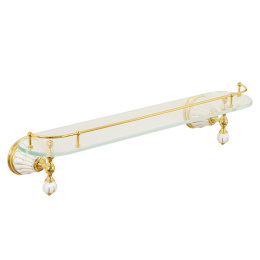 Фото Migliore Olivia 17526 Полка c галереей L60 см, стекло керамика белая с золотым декором, золото