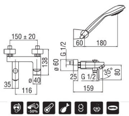 NOBILI New Road RD00110BC Смеситель для ванны (хром/белый)