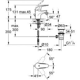 Смеситель Grohe Euroeco 2011, 32737000 для биде