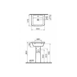 Раковина подвесная 55 см Vitra Form 300 (9602B003-7650) белый
