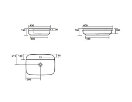 Фото Kerasan Tribeca 514211*1 Раковина встраиваемая/накладная, 60х43см, с 1 отверстием под смеситель, цве