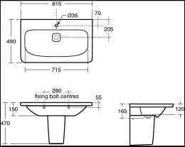 Раковина Ideal Standard Tonic II K087901 80 см