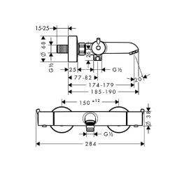 Фото Смеситель для ванны Hansgrohe Ecostat S (13245000) хром