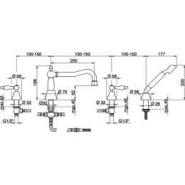 Смеситель для ванны Cisal Arcana Toscana TS00026427, бронза