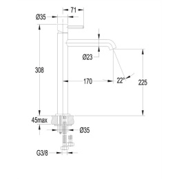 Omnires Y graphite Y1212GR Смеситель для умывальника высокий (графит)