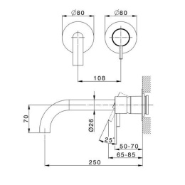 Настенный смеситель для раковины CISAL Less New LN00551E21 (хром)