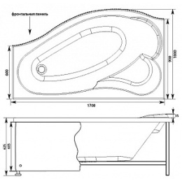 Акриловая ванна 170x100 Aquanet (00176149), Гидромассаж: есть