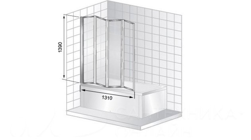 Шторка для ванной Cerutti SPA BOUNA-B (130х140)