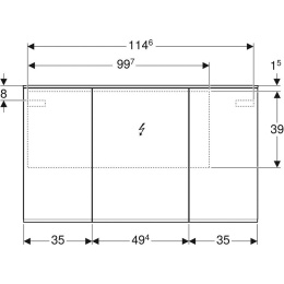 Geberit Option 500.592.00.1 Шкафчик зеркальный, 3 дверцы распашные