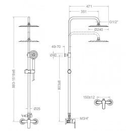 Фото Душевая система без излива RamonSoler TITANIUM 187402RP240