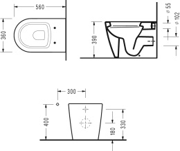 Приставной унитаз с функцией биде Serel Smart SM11BM 36 x 56 x 39 см сиденье, Soft Close, белый