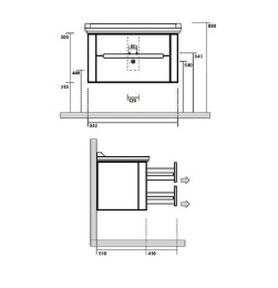 Kerasan Waldorf 925531 База подвесная под раковину 100см, с 2-мя ящиками, цвет черный матовый/Nero m